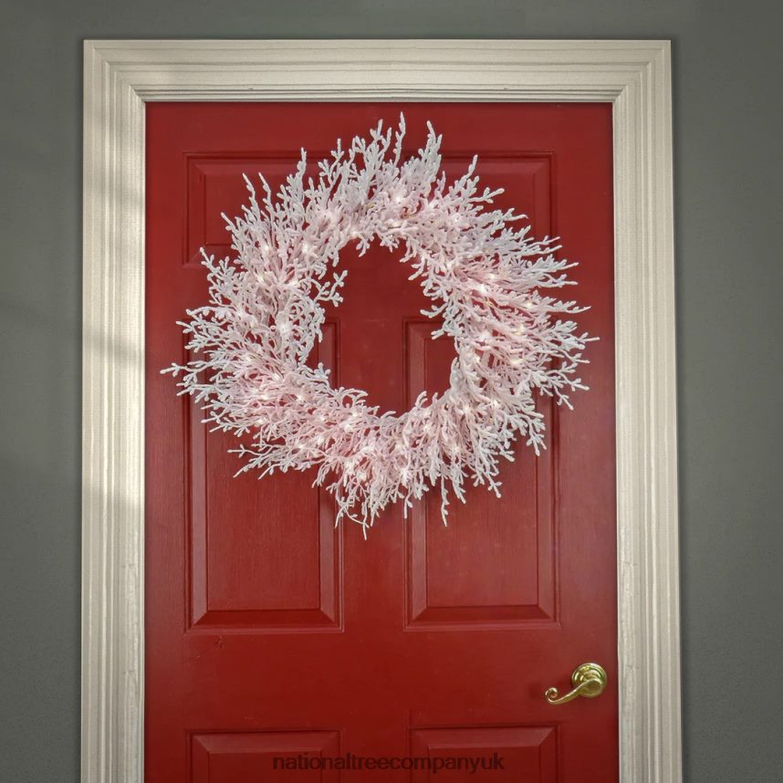 Greenery | National Tree Company 30\ HGTV Home Collection Pre-Lit Christmas by the Sea Coral Wreath F2L4F292